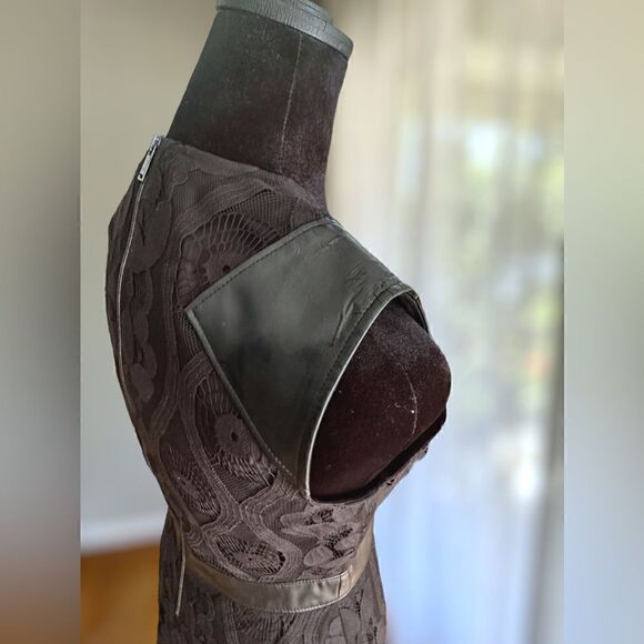 Marc New York Andrew Marc Black Dress Faux Leather Panels Size 2 - Picture 9 of 15